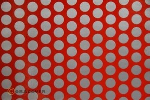 Oracover - Fun 1 (16mm Dots) Light Red + Silver ( Length : Roll 2m , Width : 60cm )