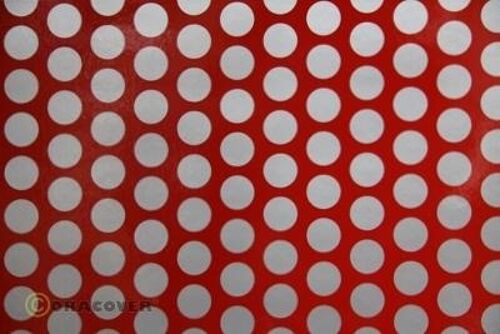 Oracover - Fun 1 (16mm Dots) Ferri Red + Silver ( Length : Roll 2m , Width : 60cm )