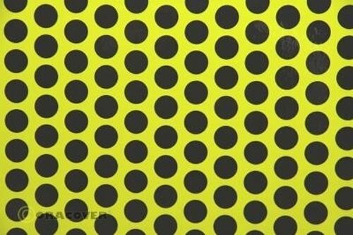 Oracover - Fun 1 (16mm Dots) Fluorescent Yellow + Black ( Length : Roll 2m , Width : 60cm )