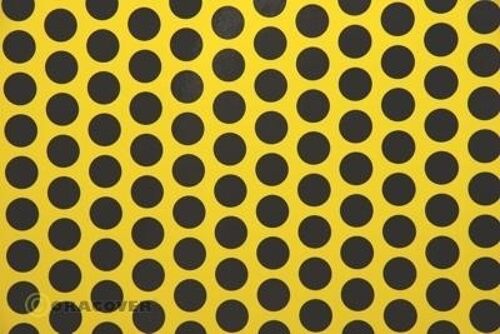 Oracover - Fun 1 (16mm Dots) Cadmium Yellow + Black ( Length : Roll 2m , Width : 60cm )