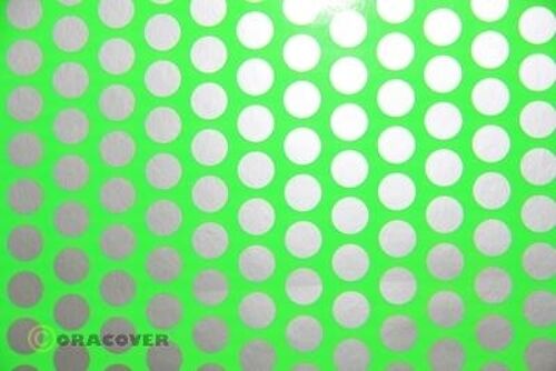 Oracover - Fun 1 (16mm Dots) Fluorescent Green + Silver ( Length : Roll 2m , Width : 60cm )