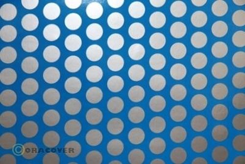 Oracover - Fun 1 (16mm Dots) Fluorescent Blue + Silver ( Length : Roll 2m , Width : 60cm )