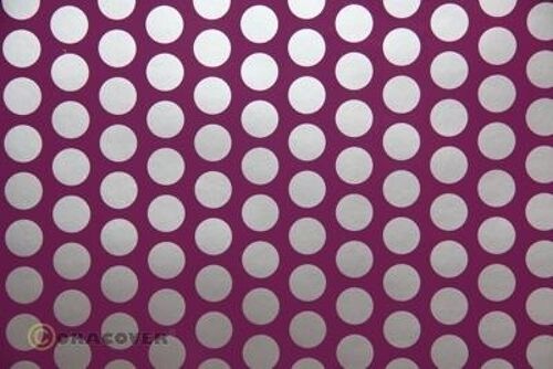Oracover - Fun 1 (16mm Dots) Violet + Silver ( Length : Roll 2m , Width : 60cm )