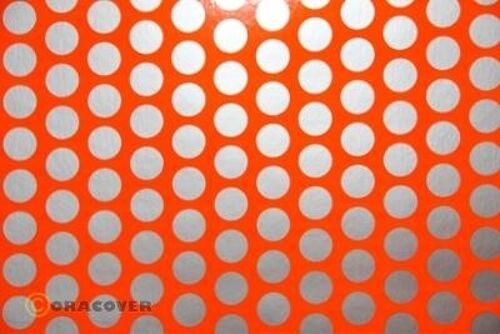 Oracover - Fun 1 (16mm Dots) Fluorescent Red/Orange + Silver ( Length : Roll 2m , Width : 60cm )