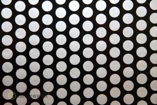 Oracover - Fun 1 (16mm Dots) Black + Silver ( Length : Roll 10m , Width : 60cm )