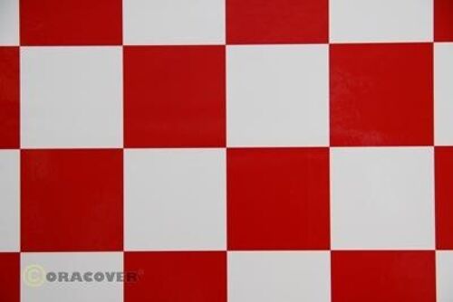 Oracover - Fun 3 (25mm Square) White + Red ( Length : Roll 2m , Width : 60cm )