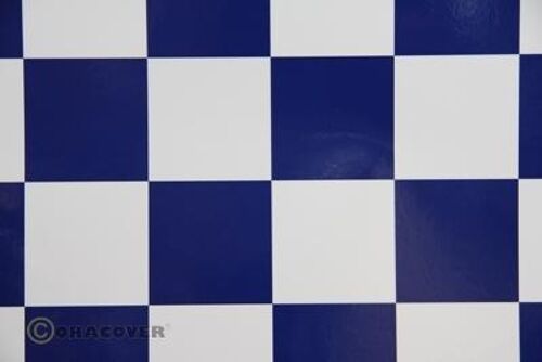 Oracover - Fun 3 (25mm Square) White + Dark Blue ( Length : Roll 2m , Width : 60cm )