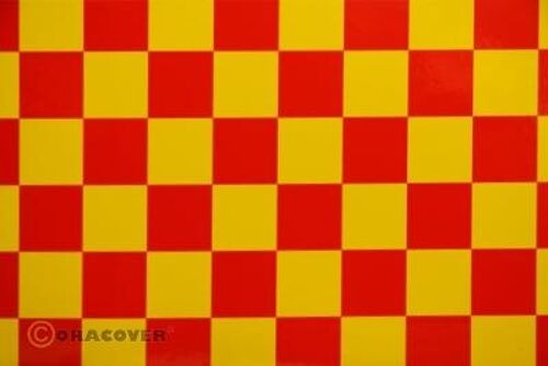 Oracover - Fun 3 (25mm Square) Yellow + Red ( Length : Roll 2m , Width : 60cm )