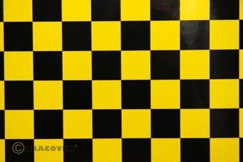 Oracover - Fun 3 (25mm Square) Yellow + Black ( Length : Roll 2m , Width : 60cm )