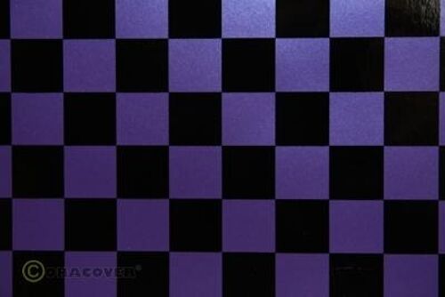 Oracover - Fun 3 (25mm Square) Pearl Purple + Black ( Length : Roll 2m , Width : 60cm )