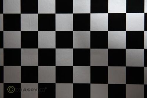 Oracover - Fun 3 (25mm Square) Silver + Black ( Length : Roll 2m , Width : 60cm )