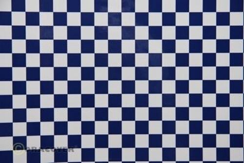 Oracover - Fun 4 (12,5mm Square) White + Dark Blue ( Length : Roll 2m , Width : 60cm )