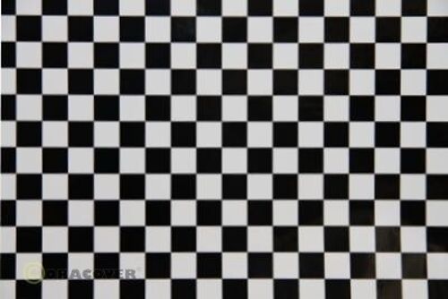 Oracover - Fun 4 (12,5mm Square) White + Black ( Length : Roll 2m , Width : 60cm )