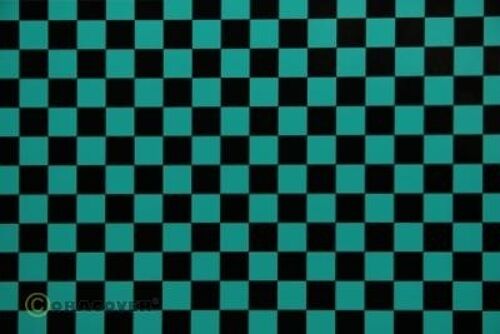 Oracover - Fun 4 (12,5mm Square) Turquoise + Black ( Length : Roll 2m , Width : 60cm )