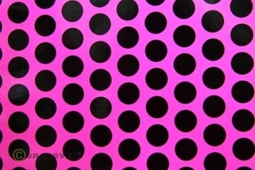 Oracover - Orastick - Fun 1 (16mm Dots) Fluorescent Pink + Black ( Length : Roll 2m , Width : 60cm )