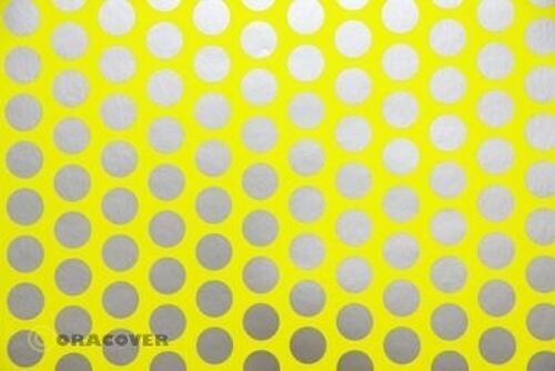 Oracover - Orastick - Fun 1 (16mm Dots) Fluorescent Yellow + Silver ( Length : Roll 2m , Width : 60cm )