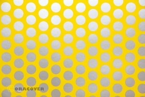 Oracover - Orastick - Fun 1 (16mm Dots) Cadmium Yellow + Silver ( Length : Roll 2m , Width : 60cm )