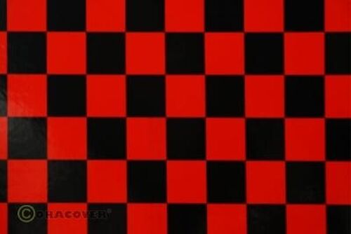 Oracover - Orastick - Fun 3 (25mm Square) Red + Black ( Length : Roll 2m , Width : 60cm )