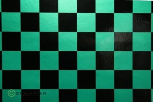 Oracover - Orastick - Fun 3 (25mm Square) Pearl Green + Black ( Length : Roll 2m , Width : 60cm )