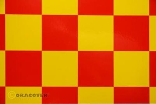 Oracover - Fun 5 (52mm Square) White - Red ( Length : Roll 2m , Width : 60cm )