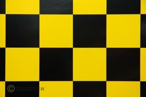 Oracover - Fun 5 (52mm Square) Yellow - Black ( Length : Roll 2m , Width : 60cm )