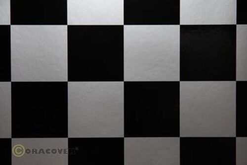 Oracover - Fun 5 (52mm Square) Silver - Black ( Length : Roll 2m , Width : 60cm )