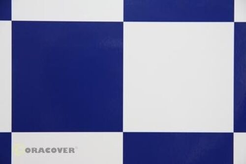 Oracover - Fun 6 (104mm Square) White - Dark Blue ( Length : Roll 2m , Width : 60cm )