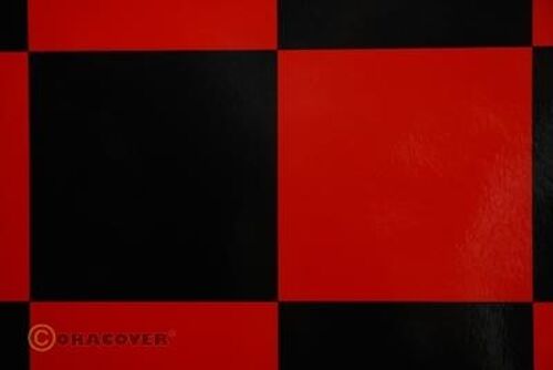 Oracover - Fun 6 (104mm Square) Red - Black ( Length : Roll 2m , Width : 60cm )