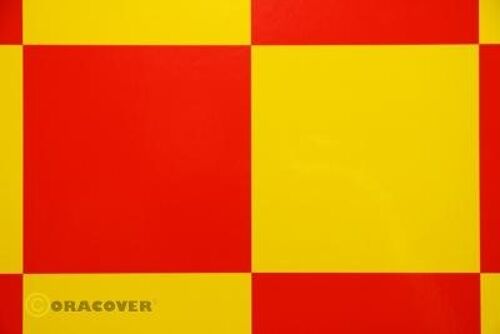 Oracover - Fun 6 (104mm Square) Yellow - Red ( Length : Roll 2m , Width : 60cm )