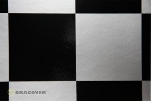 Oracover - Fun 6 (104mm Square) Silver - Black ( Length : Roll 2m , Width : 60cm )