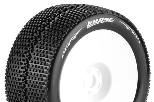 Louise RC - T-TURBO - 1-8 Truggy Tire Set - Mounted - Soft - White Wheels - 1/2"-Offset - Hex 17mm - L-T3112SWH