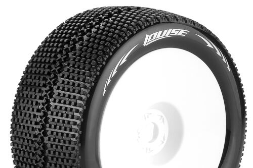 Louise RC - T-TURBO - 1-8 Truggy Tire Set - Mounted - Super Soft - White Wheels - 1/2"-Offset - Hex 17mm - L-T3112VWH