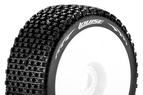 Louise RC - B-PIRATE - 1-8 Buggy Tire Set - Mounted - Super Soft - White Wheels - Hex 17mm - L-T3126VW