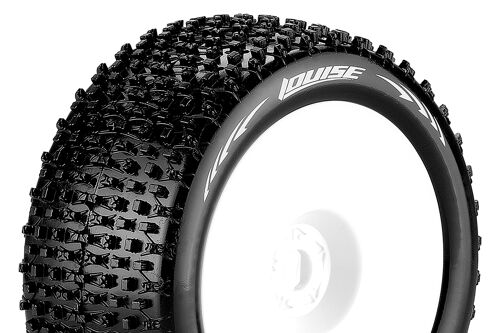 Louise RC - T-PIRATE - 1-8 Truggy Tire Set - Mounted - Soft - White Wheels - 0-Offset - Hex 17mm - L-T3134SW