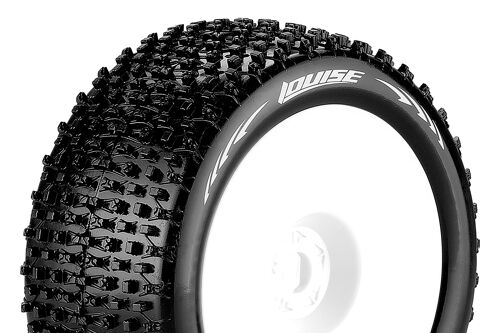 Louise RC - T-PIRATE - 1-8 Truggy Tire Set - Mounted - Soft - White Wheels - 1/2"-Offset - Hex 17mm - L-T3134SWH