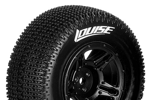 Louise RC - SC-MAGLEV - 1-10 Short Course Tire Set - Mounted - Soft - Black Wheels - Hex 12mm - SLASH 2WD - Front - L-T3145SBTF