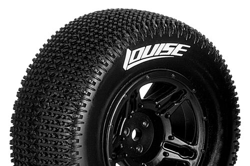 Louise RC - SC-MAGLEV - 1-10 Short Course Tire Set - Mounted - Soft - Black Wheels - Hex 12mm - SLASH 2WD Rear - SLASH 4X4 F/R - L-T3145SBTR