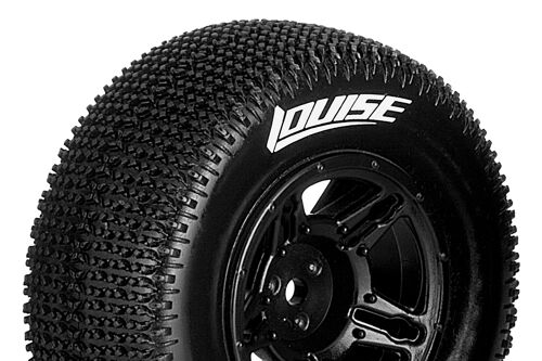 Louise RC - SC-MAGLEV - 1-10 Short Course Tire Set - Mounted - Super Soft - Black Wheels - Hex 12mm - SLASH 2WD Rear - SLASH 4X4 F/R - L-T3145VBTR
