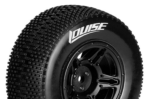 Louise RC - SC-GROOVE - 1-10 Short Course Tire Set - Mounted - Soft - Black Wheels - Hex 12mm - SLASH 2WD Rear - SLASH 4X4 F/R - L-T3146SBTR