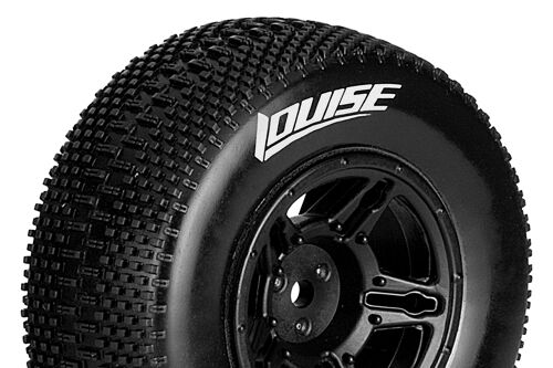Louise RC - SC-GROOVE - 1-10 Short Course Tire Set - Mounted - Super Soft - Black Wheels - Losi TEN-SCTE 4X4 - L-T3146VBLA