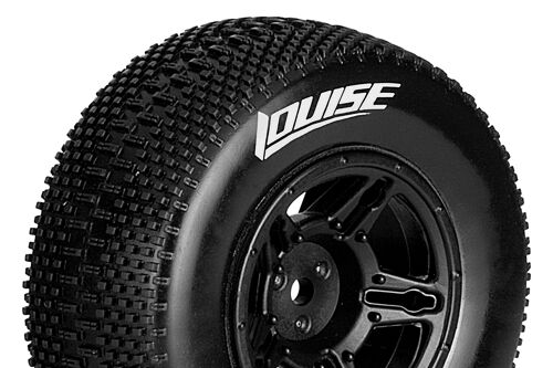 Louise RC - SC-GROOVE - 1-10 Short Course Tire Set - Mounted - Super Soft - Black Wheels - Hex 12mm - SLASH 2WD Rear - SLASH 4X4 F/R - L-T3146VBTR