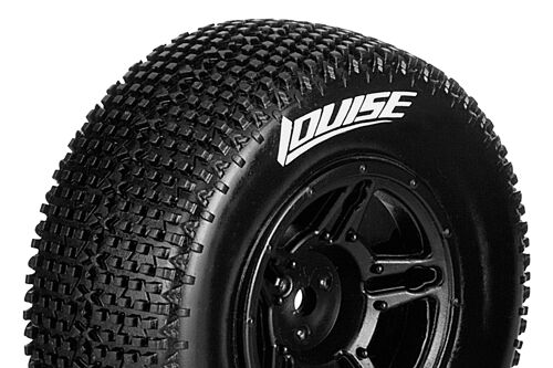 Louise RC - SC-TURBO - 1-10 Short Course Tire Set - Mounted - Soft - Black Wheels - Asso SC10 4X4 - L-T3147SBAA