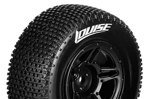 Louise RC - SC-TURBO - 1-10 Short Course Tire Set - Mounted - Soft - Black Wheels - Hex 12mm - SLASH 2WD - Front - L-T3147SBTF
