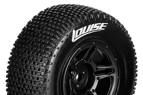Louise RC - SC-TURBO - 1-10 Short Course Tire Set - Mounted - Super Soft - Black Wheels - Hex 12mm - SLASH 2WD Rear - SLASH 4X4 F/R - L-T3147VBTR