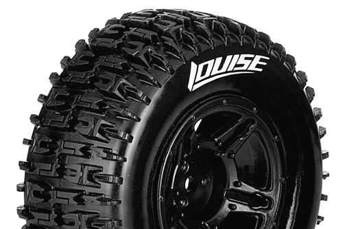 Louise RC - SC-PIONEER - 1-10 Short Course Tire Set - Mounted - Soft - Black Wheels - Hex 12mm - SLASH 2WD - Front - L-T3148SBTF