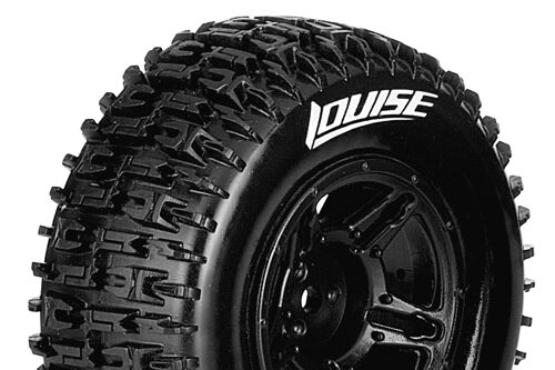 Louise RC - SC-PIONEER - 1-10 Short Course Tire Set - Mounted - Soft - Black Wheels - Hex 12mm - SLASH 2WD Rear - SLASH 4X4 F/R - L-T3148SBTR