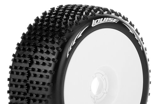 Louise RC - B-HORNET - 1-8 Buggy Tire Set - Mounted - Soft - White Wheels - Hex 17mm - L-T3150SW