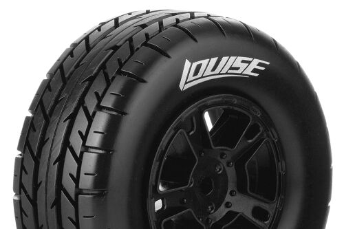 Louise RC - SC-ROCKET - 1-10 Short Course Tire Set - Mounted - Soft - Black Wheels - Hex 12mm - SLASH 2WD Rear - SLASH 4X4 F/R - L-T3154SBTR