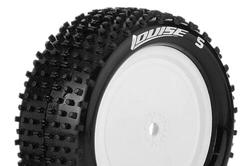 Louise RC - E-HORNET - 1-10 Buggy Tire Set - Mounted - Soft - White Wheels - Hex 12mm - 4WD - Front - L-T3170SWKF