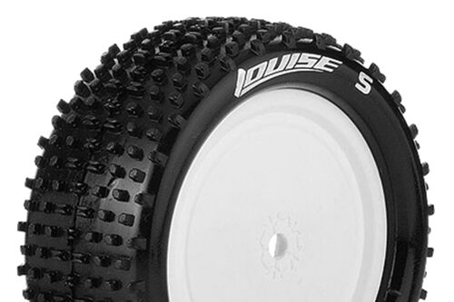 Louise RC - E-HORNET - 1-10 Buggy Tire Set - Mounted - Soft - White Wheels - Hex 12mm - 4WD - Rear - L-T3172SWKR